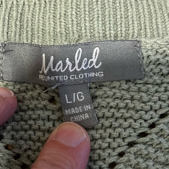 💚OPEN KNIT CHEVRON SWEATER – Light Sage Green (L) - Picture 2 of 11